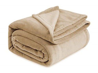 VAS COLLECTIONS Polyester Premium Plush Summer Single Solid Bed Dohar/Ac Blanket | 200 GSM Reversible Lightweight Cozy Soft for Bed, Sofa, Couch, Travel & Camping| 225X150 Cm - Beige