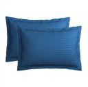 VAS COLLECTIONS Premium 210 TC 100% Pure Cotton Satin Stripes Pillow Cover Set of 2 Pcs, for Hotel Hospital Uses, 18x28 inches - Royal Blue...