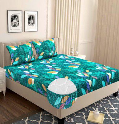 VAS COLLECTIONS Premium Cotton Elastic Fitted Double Bedsheet Set – 160-210 TC, 72 x 68 + 6 Inches
