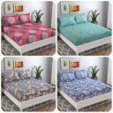 VAS COLLECTIONS Prime Combo Pack of 4 Double Bedsheets with 8 Pillow Covers | 160 TC Soft Brushed Glace Cotton -Long Lasting & Wrinkle Free - | 225X228 Cm Or 7.5X7.5 Ft-Green & WhitePink...