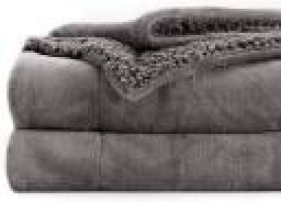 VAS COLLECTIONS Solid Double Sherpa Blanket for Mild Winter  (Polyester, Blue & Grey)