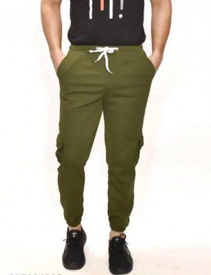 Vasan  Men Solid Olive Track Pants