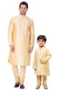 VASTRAMAY Baap Beta Silk Blend Kurta Pyjama Set - Coordinated Ethnic Attire for Father and Son Bonding | Soft Comfortable Feel Solid Kurta and Churidar Pyjama Set...
