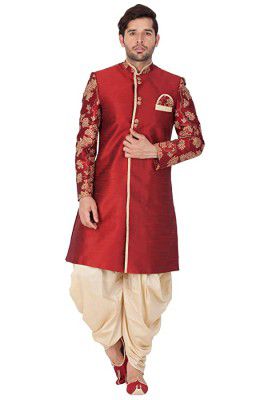 Vastramay Men Silk Blend Sherwani Set