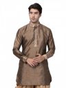 VASTRAMAY Men's Black Cotton Silk Blend Kurta...