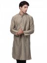 VASTRAMAY Men's Chiku Cotton Silk Blend Kurta...