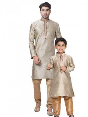 VASTRAMAY Men's Cotton Silk Blend Kurta And Pyjama Set