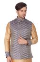 VASTRAMAY Mens Cream Cotton Silk Blend Ethnic Jacket...
