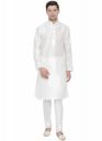 VASTRAMAY Mens Cream Cotton Silk Blend Kurta and Pyjama Set...