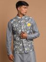 VASTRAMAY Men's Grey Nehru Jacket...