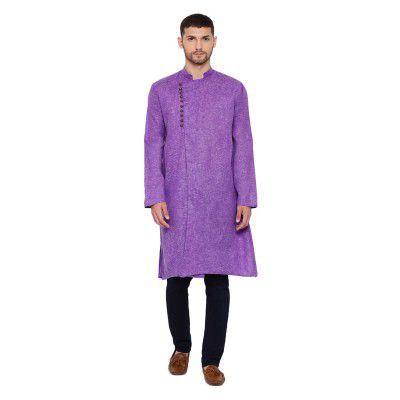 VASTRAMAY Men's Light Blue Mix Cotton Only Kurta