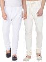 VASTRAMAY Men's White and Gold Cotton And Silk Pyjama Combo...