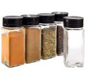 Vasukie Salt & Pepper Square Glass Spice Jar with Black Sifter Two Sided Sifter Cap (Each Bottle 120ml) (4 Piece)...
