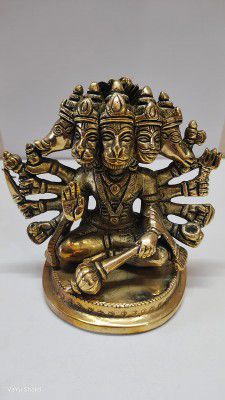 Vayu Shakti Brass Statue of Panchmukhi Hanuman ji, Height 3.8 inch, Width 4.2 inch