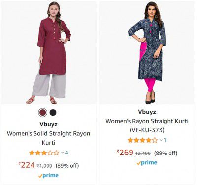 Vbuyz Women's Kurti Upto 89% off
