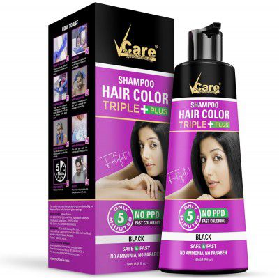 VCare Shampoo Hair Colour Shampoo-Black 180ml 
