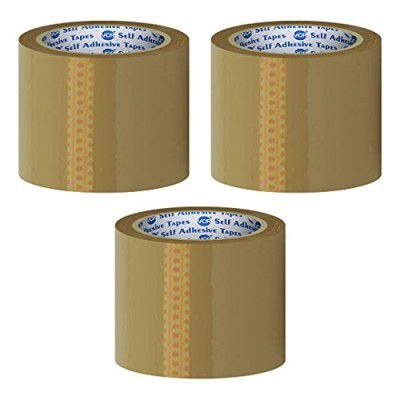 VCR Self Adhesive Brown Cello Tape - 35 Meters in Length - 96mm / 4" Width - 3 Rolls Per Pack - BOPP Industrial Packaging Tape