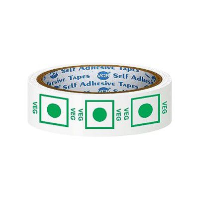 VCR Veg Tape Printed - 35 Meters in Length - 24mm / 1" Width - 1 Roll Per Pack - Veg Printed Tape With Green Marking, Self Adhesive Tape for Packing Boxes