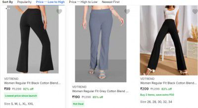 Flipkart : Upto 91% OFF On Vdtrend Womens Trousers | Starts At Rs 107