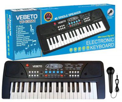 VEBETO Kids Piano with Mic (1 Year Warranty) 37 Keys 8 Rhythms 8 Tones 6 Demos Portable Electronic Keyboard