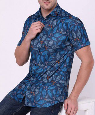 VeBNoR  Men Regular Fit Printed Spread Collar Casual Shirt