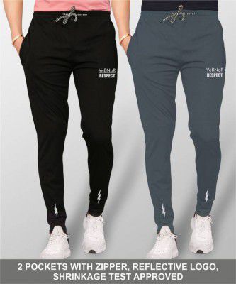 VeBNoR Men Solid Black, Grey Track Pants