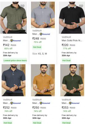 VeBNoR Men's T-shirts at Rs 142