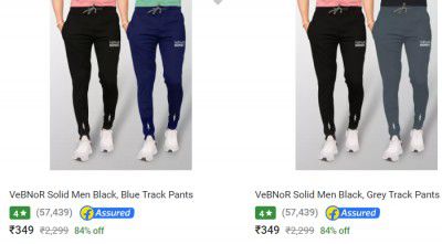 VeBNoR Solid Men Track Pants Upto 85% Off Starting @199