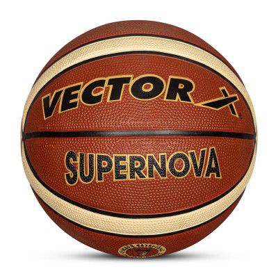 Vector X 14 Panel Supernova Rubber Moulded Indoor/Outdoor Basketball with Butyl Bladder, Brick Brown, Size: 5 (Suitable for Practice/Match/Training) + Free Air Needle