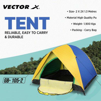 Vector X Big Camping Tent for Adults - Waterproof Outdoor Dome for Travel, Picnic, Hiking, Trekking - Portable Inflatable House (200 * 200 * 130cm)