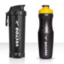 Vector X Energy Shaker & Active Bottle for Protein Shake Gym Sipper Shaker 750 ml Shaker (Pack of 2, Black, Plastic)...