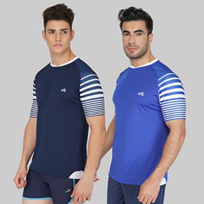 Vector X OMT-194 Men's Polyester Sublimation Round Neck T-Shirt (Pack of 2) Navy-Royal