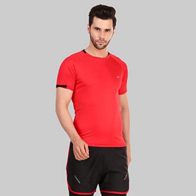 Vector X OMT-197 Men's Polyester Half Sleeve Round Neck T-Shirt(Red)