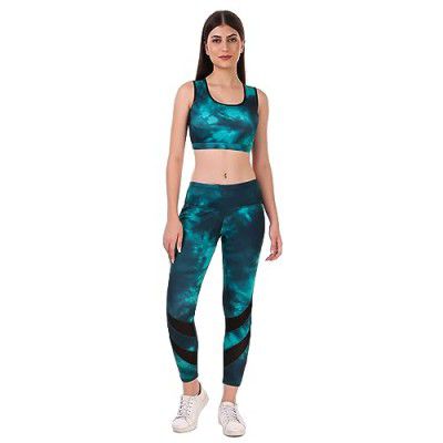 Vector X OSB-316 Women's Sublimation Pattern Sports Bra with Legging Set for Practicing Yoga & Gym Fitness