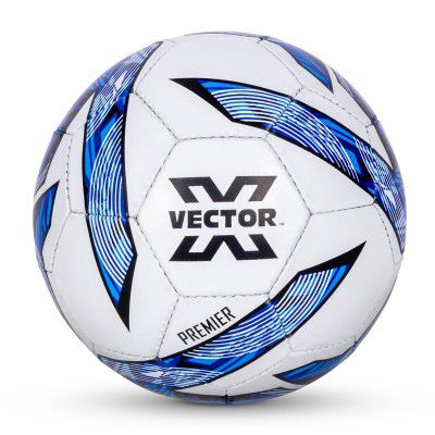 Vector X Premier Rubberized Hand Stitched Soccer Football|Training|Match|Sports|Playing|Practice|Indoor & Outdoor Ball | Durable & Water-Resistant for Youth, Men & Adult (White -Blue) Size: 5