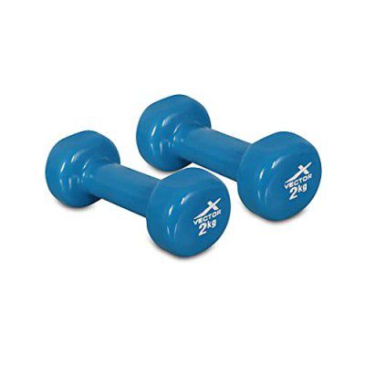 Vector X PVC Round Shape Dumbbells | For Gym | Exercise | Training | Workout | Home Exercise | Body Building | Pack of 2 | 2kg | Red Color |