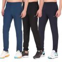 VECTOR X Solid Men Sports Track Pants 100% Polyester with Zipper Pockets (Pack of 3)...