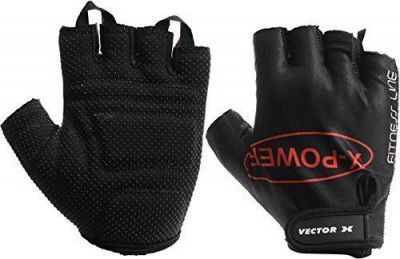 Vector X VX-300 Gym Fitness Fingerless Gloves for Men Women Sports Size-XL (Black)