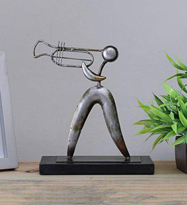 Vedas Exports Grey Iron Trumpet Abstract Table Decor Figurine Showpiece Home Decor