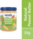 VEEBA Natural Peanut Butter Crunchy - Unsweetened,100% Peanuts 1 kg (Giri ka makkhan)...