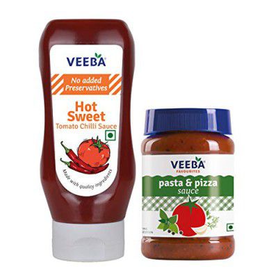 Veeba Pasta & Pizza Sauce, 280 g & Hot Sweet Tomato Chilli Sauce 