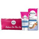 Veet Hair removal cream- Sensitive skin-50 gm & Full Body Waxing Kit Easy-Gelwax Technology Sensitive Skin - 20 Strips with free Veet Glow It Girl pouch...