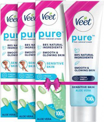Veet Pure Hair Removal for Salon-like Finish, Sensitive Skin, No Ammonia Smell Cream  (300 g, Set of 3)