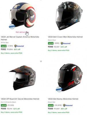 UP TO 55% OFF - Vega Motorbike Helmet