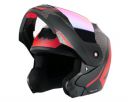 Vega Crux Dx Checks Dull Black Red Helmet With Clear Visor and Extra Rainbow Visor-M...