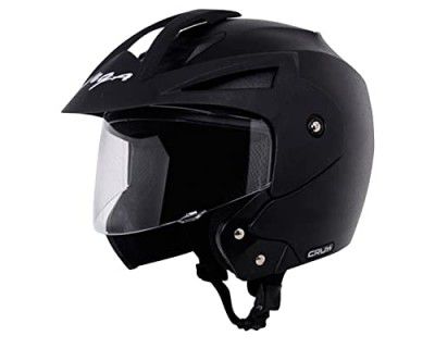 Vega Crux ISI Certified Flip-Up Helmet with Clear Visor (Black, Size:L)
