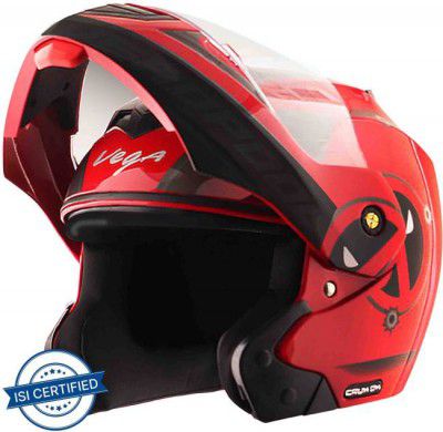 VEGA Crux Marvel Deadpool Motorbike Helmet (Dull Red Black)