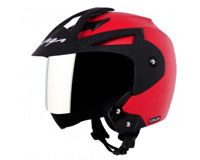 Vega Crux Open Face Red Helmet With Clear Visor and Extra Mercury Visor-M