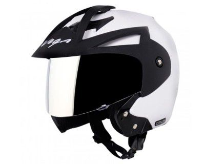 Vega Crux Open Face White Helmet With Clear Visor and Extra Mercury Visor-M
