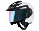 Vega Crux Open Face White Helmet With Clear Visor and Extra Rainbow Visor-L...